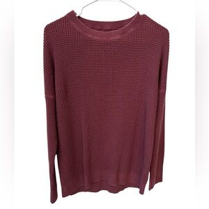 REI Co-Op Wallace Lake Cotton Waffle Knit Top Women's Large Burgundy